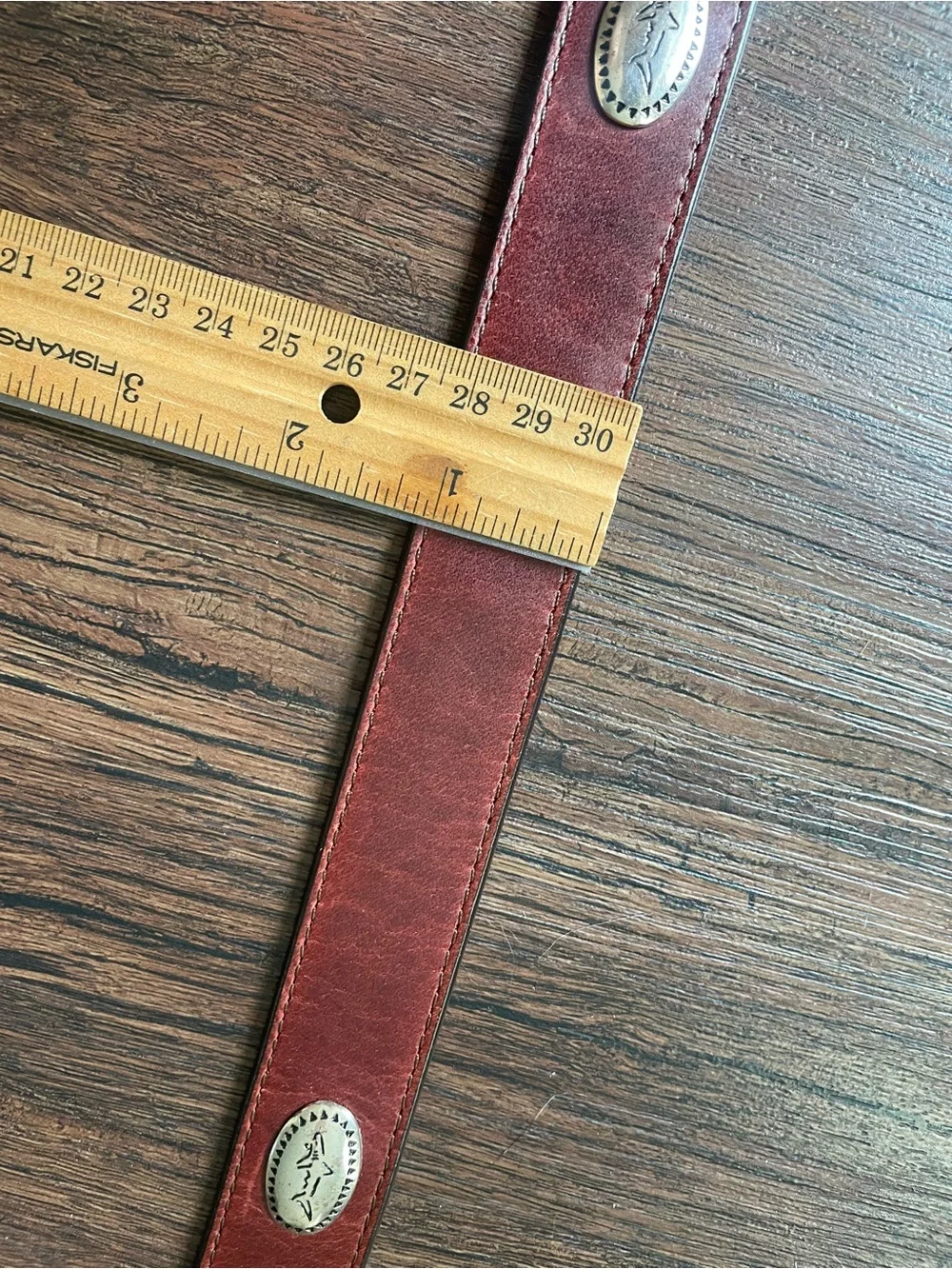 Greg Norman READ Men 42 Italian Leather Conchos Belt Shark SilverTone Hardware